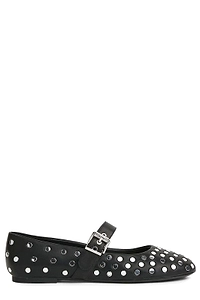 Karl Lagerfeld Stud-Embellished Almond Toe Ballet Flats