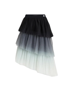 Asymmetric Pleated Tulle Skirt
