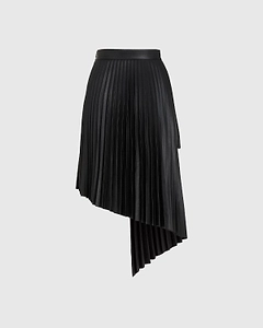Asymmetric Pleated Midi Skirt