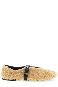 Kate Cate Jude Buckled Shearling Ballet Flats