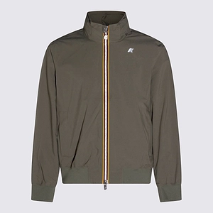 K-Way Striped Zip Stand-Collar Jacket