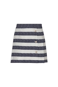 Striped Button Detail Skirt
