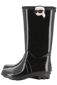 Karl Lagerfeld Kids Logo-Detail Glossy Round Toe Rain Boots