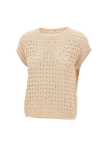 Kangra Openwork Studded Knitted Top