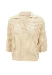 Kangra Openwork Polo Knitted Top