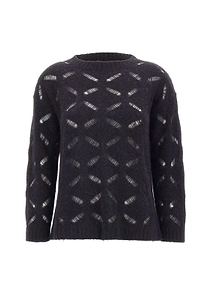 Kangra Openwork Boat-Neck Knitted Sweater