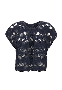 Kangra Openwork Short-Sleeved Cardigan
