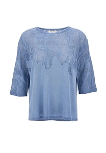 Kangra Openwork Three-Quarter Sleeve Knitted Sweater