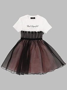 Karl Lagerfeld Kids Logo Tulle Dress