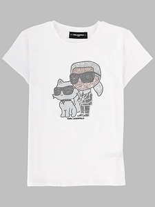 Karl Lagerfeld Kids Rhinestone Graphic T-Shirt