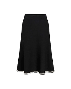 Pearl-Trim A-Line Knitted Skirt