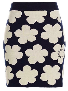 Floral Intarsia High-Waisted Mini Skirt