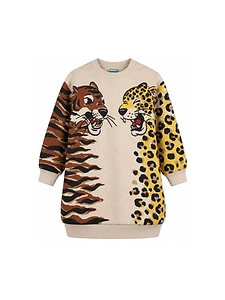 Kenzo Kids Animal-Printed Long-Sleeved Crewneck Dress