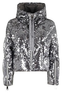 Macro Sequin Zip-Up Cropped Jacket