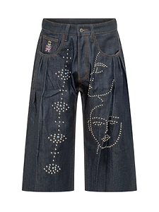 Kidsuper Studded Face Wide-Leg Shorts