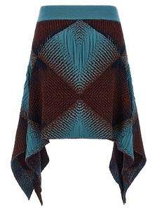 Ikat Argyle Asymmetric Knitted Skirt