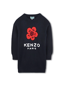 Kenzo Kids Logo Intarsia Knitted Dress