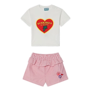 Kenzo Kids Logo Printed Striped Shorts Set
