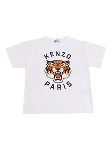 Kenzo Kids Tiger Head-Printed Crewneck T-Shirt