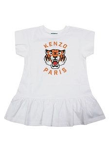 Kenzo Kids Tiger Printed Ruffle Hem Dress