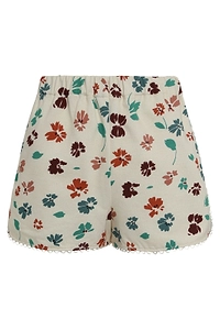 Floral Print Cotton Shorts