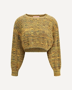 Groove Cropped Jacquard Knitted Sweater