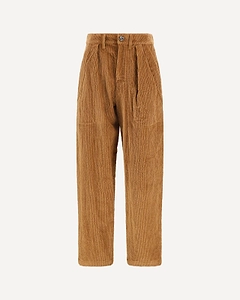 Kristina Ti Pleated Corduroy Straight-Leg Pants