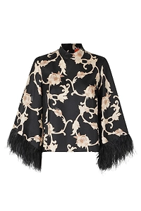 La Doublej Make An Exit Feather-Trim Top