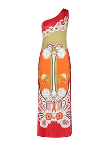 La Doublej One-Shoulder Printed Dress