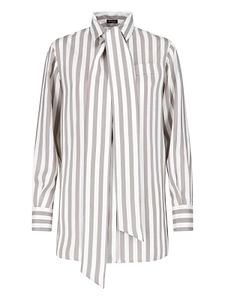Kiton Striped Tie-Neck Shirt