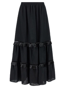 Kiton Tiered Fringed Skirt