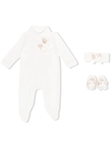 La Perla Kids Bow Detailed Romper Set