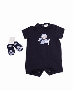 La Perla Kids Helicopter Patch Romper Set