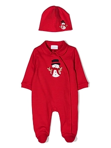 La Perla Kids Snowman-Patch Romper Set