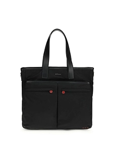 Kiton Zip Pocket Leather Trim Tote Bag