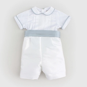 Belted-Waist Short Sleeved Romper