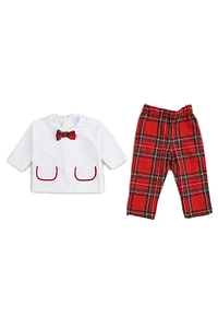 La Stupenderia Bow-Detailed Checked Two-Piece Suit