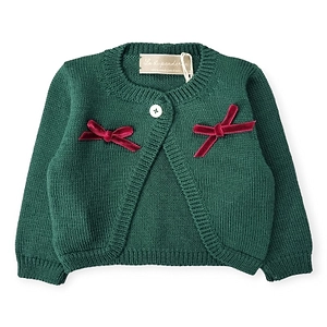 La Stupenderia Bow Detailed Curved Hem Knitted Cardigan