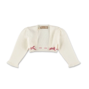 La Stupenderia Bow-Detailed Cropped Knitted Cardigan