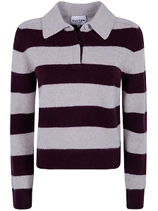 Kujten Royce Striped Knitted Polo Jumper