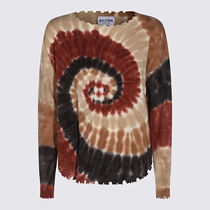 Tie-Dye Distressed-Hem Knitted Sweater