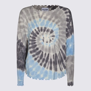 Kujten Tie-Dye Distressed-Hem Knitted Sweater