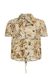 Floral Print Drawstring Shirt