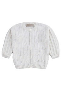 La Stupenderia Cable-Knit Buttoned Crewneck Cardigan