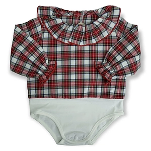 La Stupenderia Checked Long-Sleeved Romper