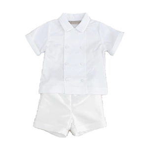 La Stupenderia Double Breasted Shirt Satin Shorts Suit