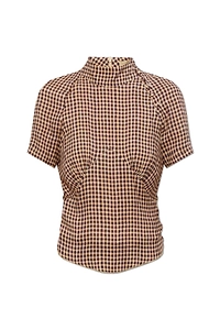 Knwls Tess Checked Mock-Neck Top