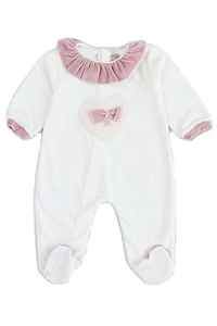 La Stupenderia Heart Bow Detailed Ruffled-Collar Pajamas