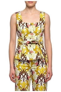 Floral Motif Square Neck Top
