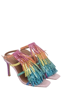 Kurt Geiger Fringe Slingback Heeled Sandals